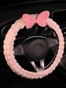 1PC Cute Style Car Steering Wheel Cover Interior Bow Decor Non-Slip Anti-Freeze Grip - Multicolor - View 3
