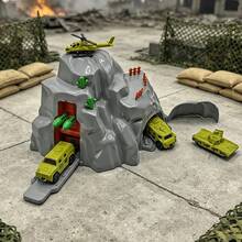 Military Theme Kids Cave Launch Base Toy Set With 24 Soldier Figures, 4 Types Of Armored Combat Vehicles: Tank, Fighter Jet, Armored Vehicle, Troop Carrier, Immersive Battlefield Scene Simulation Toy - Green - View 6