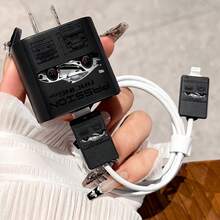 4pcs 2D Flat Design Sports Car Phone Charger Protection Set Charger Head Cover + Cable Protector + Storage Rope, Suitable For IPhone 20W/18W Charger - Multicolor - View 2