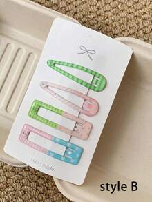 Cute Printed BB Hair Clips, Colorful Dopamine Side Bangs Hair Clips, Sweet Girl Hair Accessories, Autumn New Arrival - Bright Colors - View 15