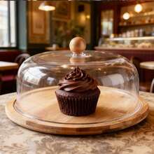 Glass Transparent Cover Fruit Plate Afternoon Tea Cake Cover Display Plate Wooden Dessert Tray Cake Plate Fruit Slices - View 2