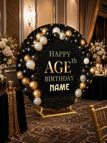 Customizable Round Backdrop (Stand Not Included), Printable Logo/Text, Durable, Suitable For Birthday Party, Party Decoration, Modern Round Design, Smooth Texture, Round Backdrop - Multicolor - View 5