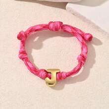 1pc Elegant Creative Color Block Bubble Heart Letter Pendant Adjustable Drawstring Bracelet, Perfect For Daily Wear, Dates, Vacations, Gift For Women And Couples - Multicolor - View 14