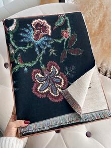 1pc Faux Cashmere Elegant Floral Pattern Jacquard Warm Scarf For Women, Air Conditioning Room Blanket, Autumn/Winter Outdoor Travel Cold Protection Neck Warmer Decorative Scarf Shawl Dual-Use, Suitable For Daily Matching, First Choice For Gift Giving - Multicolor - View 2