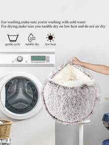 Multi-Size Soothing Cat Bed, Round Fluffy Faux Fur Pet Bed, Puppy Bed, Anti-Anxiety, Washable, Warm And Comfortable, Non-Slip Waterproof Silent Base, Suitable For Indoor Cats, Suitable For Small And Medium Dogs And Cats - Coffee Brown - View 10
