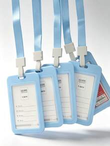 5pcs ID Card Holders (With Lanyards), Transparent Plastic Badge Holders, Reusable For Office, School, Conference And Employee/Student Identification - Set - View 13