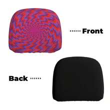 2pcs/Set Car Headrest Covers, Funny Visual Rotating Design, Ice Silk Printed Fabric Material, Car Accessories, Unisex, Universal Design, Suitable For Most Car Models, Dust-Proof, Washable, Easy To Install Car Seat Headrest Accessories - Multicolor - View 5