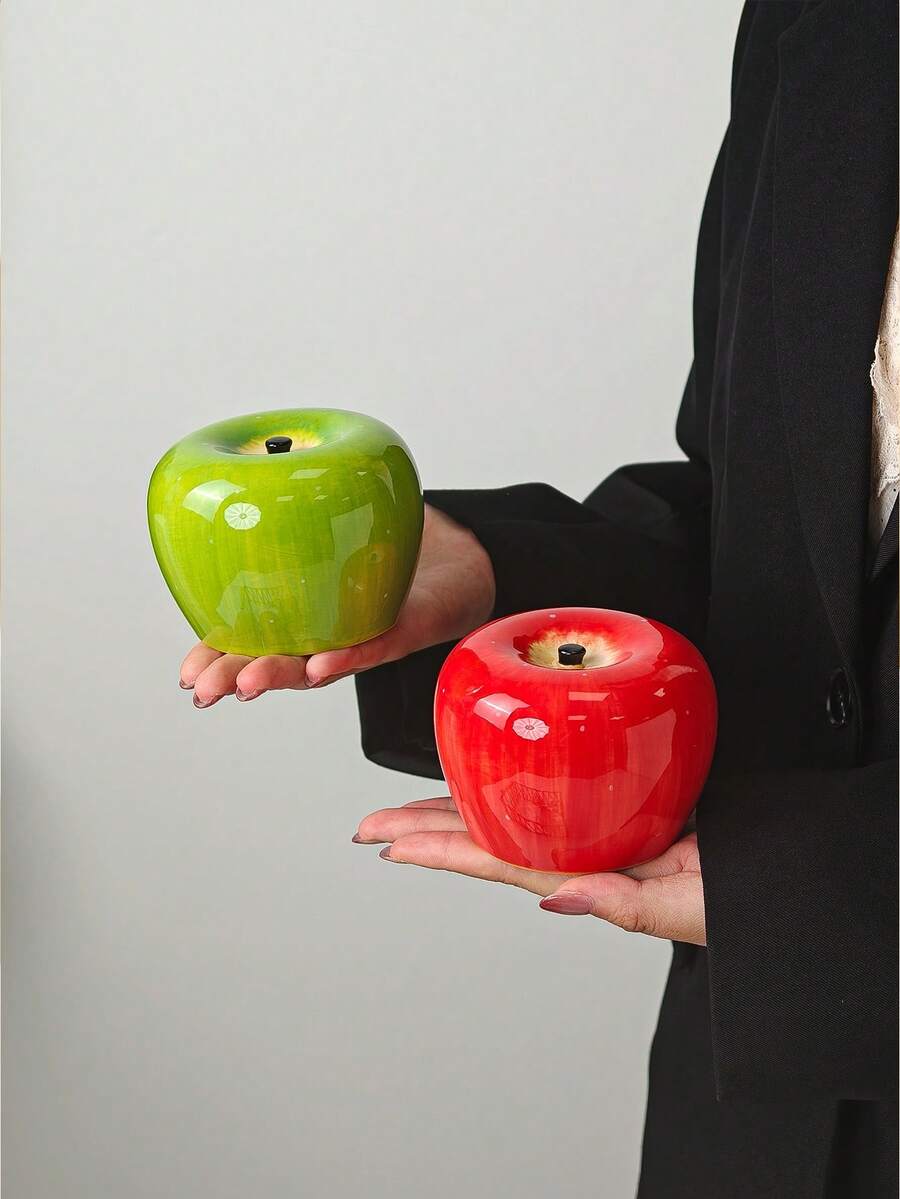 1pc Creative Apple-Shaped Ceramic Hand-Held Mug, Highly Attractive Desktop Decor For Home And Office, Coffee Milk Water Cup, Gift Box Packaging Suitable For Holiday Gifts - Multicolor - View 1