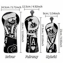 1pc Avant-Garde Golf Club Head Cover, Exquisite Poker Card Character Embroidery, PU Material, Suitable For Driver, Fairway Wood And Hybrid, Protects Club Head From Scratches And Dust - Multicolor - View 11