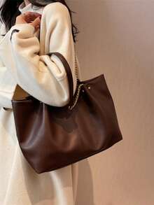 Tas jinjing minimalis berkapasitas besar dengan kantong dalam, cocok untuk bekerja, bepergian, wanita, mahasiswa, pekerja kantoran, profesional kerah putih, dapat digunakan untuk kantor, bisnis, perjalanan, kembali ke sekolah, dan berbagai kesempatan lainnya. - Kopi - View 5