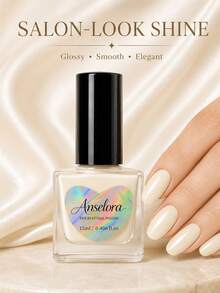 Anselora Creamy Ivory Water-Based Nail Polish, High Gloss Quick Air Dry Smooth Coverage Nail Varnish, 12ml No Lamp Needed Daily DIY Manicure - White - View 5