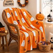 Halloween Ghost Throw Blanket, Cute Ghost Bow Soft Washable Blanket, Suitable For Bed, Sofa, Chair, Home Living Room Decor, Machine Washable - Multicolor - View 8