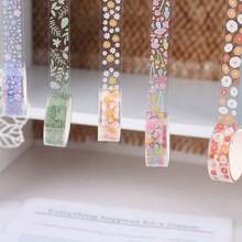 1 Box 5 Rolls Transparent PET Floral Washi Tape, Low Adhesion, Easy To Reposition, Tear-Resistant, Removable/No Residue. Suitable For Journals, Planners, DIY Crafts And Gift Wrapping - Back To School Season - Sets - View 1