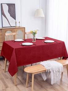 1pc Water-Resistant Rectangular Multi-Size Jacquard Tablecloth, Pattern Luxury Texture Exquisite Jacquard Tablecloth, Washable Polyester Decorative Tablecloth, Suitable For Various Dining Occasions, Holidays Or Formal Events - Burgundy - View 4
