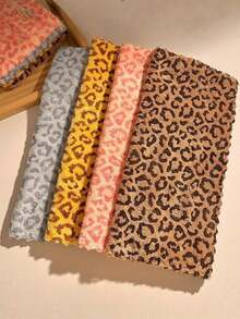 Vintage Double-Sided Leopard Print Cleaning Cloth, Table Wipe, Kitchen Rag, Microfiber Scrubbing Pad, High Absorbency, Easy Care, Thick Soft Coral Fleece Travel Hand Towel, Suitable For Home And Restaurant Decor, Kitchen Cleaning Tool - Multicolor - View 10
