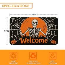 GEL HUT MUN Halloween Skeleton Welcome Door Mat InchSpooky Skull Doormat Indoor Outdoor Entrance FloorMats Non-Slip Washable Halloween Decor Rugs Halloween Doormats - B - View 3