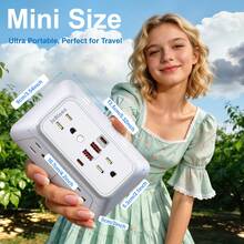 30W PD 快充牆上插座，多孔插座防突波電源接線板，含 6 個插孔分接器與 4 個充電埠 (PD30W)，適用居家、旅行、辦公室的牆上擴充插座 - 白色 - 查看 6