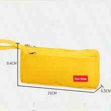 Large Capacity Canvas Pencil Case, Portable Makeup Bag, Multi-Functional Stationery And Cosmetic Organizer Bag, Durable Fabric With Front Pocket And Handle, Suitable For School, Office, Travel And Daily Use, Minimalist Solid Color Design Gift - Multicolor - View 10