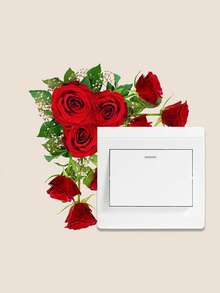1pc Rose Pattern Switch Sticker, Stickers, Wall Decal, Vinyl Decal For Home Decorations, Spring Decoration Items Refresh Your Home, Festival Decoration Stickers Gifts Birthday Graduation - Multicolor - View 6