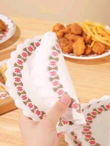 100 tờ giấy thấm dầu thực phẩm hình tròn ren, dùng cho chiên, nướng và đồ ăn nhẹ, thấm dầu tốt, dùng được cho món ăn, bánh ngọt và pizza, chống thấm dầu, văn phòng phẩm, quà tặng sinh nhật - Nhiều màu - Xem 2