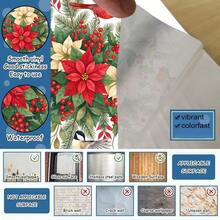 1/3pcs Christmas Flower Toilet Cover Sticker, Featuring A Cardinal Pine Design, Vinyl Removable Self-Adhesive Paper, Suitable For Decoration Of Toilet Covers, Storage Cabinets And Washbasins In Bathrooms - Multicolor - View 3