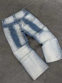 Men's Washed Ripped Slant Pocket Jeans Daily Simple Fashion - Blue - View 2