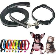 2pcs/Set Reflective Pet Collar & Leash Set, Adjustable Nylon Collar With Bell, Quick-Release Buckle Anti-Lost Design, Suitable For Small Puppies And Cats, 10 Colors Available, Night Visibility, Durable Outdoor Pet Walking Training Supplies, Daily Walk & Travel Pet Accessories - Multicolor - View 10
