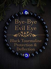 Evil Eye Black Beryl Empathy Protection Aura Shield Negative Energy Absorbing Crystal Healing Stress Relief Bracelet - Devil's Eye - View 9