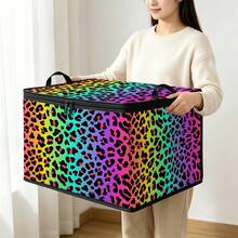 Kotak Penyimpanan Lipat dengan Tutup Resleting dan Pegangan, Kotak Penyimpanan Kain Poliester Tahan Lama Kapasitas Besar yang Ditingkatkan, 4 Kotak Organizer Motif Campuran Leopard, Motif Leopard Klasik Cokelat / Hitam & Putih / Ungu & Merah Muda / Gradien Pelangi, Wadah Penyimpanan Lipat untuk Pakaian, Perlengkapan Tidur, Mainan, Kamar Tidur, Asrama, Hadiah Dekorasi Rumah - Beraneka warna - View 5