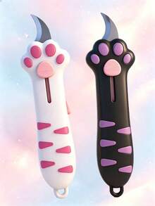 1pc Cute Cat Paw Shaped Multi-Function Craft Knife, Manual Retractable Blade For Safer Use, Lightweight Portable Hand Tool For Paper Cutting, Parcel Opening, DIY Crafts - A - View 11