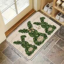 GEL HUT MUN 1pc, Spring And Summer Decorative Leaf Rabbit PatternWelcome Mat, Soft Absorbent Washable DoormatSuitable For Entryway Bathroom Dining Room OfficeSeasonal Use - B - View 6