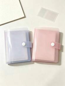 1pc/2pcs 1-Pocket Ins Style Minimalist Matte Macaron Color Snap Button Card Album, 3-Inch Idol Photo Card Portable Storage Album, Multi-Functional Storage Album, Jewelry Storage, Sticker Storage - 3-inch - View 12