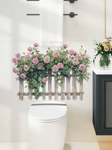 2PCS Fence Rose Flower Bedroom Living Room Entrance Wardrobe Home Decor Wall Sticker Self-Adhesive - one-size - View 4