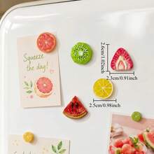 5/10/15pcs Cute Fruit Fridge Magnets, Resin Material Realistic Lemon Watermelon Kiwi Fridge Magnets, Suitable For Kitchen, Office Whiteboard, Storage Cabinet, Refrigerator Decoration, Also Can Be Used As Home Decor - Multicolor - View 4