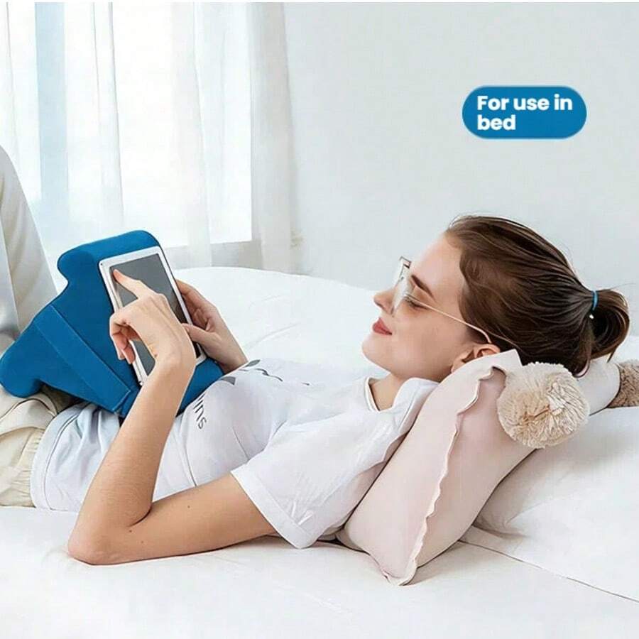 1pc Sponge Pillow Tablet Stand, Universal Tablet Holder Compatible With Multiple Models, Phone Stand, Bed Reading Pillow - A - View 1
