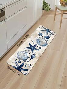 1 pieza, Alfombra de decoración de cocina con estrella de mar, Alfombra de primavera con elementos oceánicos, Alfombra de estrella de mar oceánica, Alfombra de concha y estrella de mar, Alfombra rectangular de estilo mediterráneo con diseño floral de limón | Diseño de borde de azulejos azul y blanco, Alfombra de dormitorio, Alfombra de entrada, Alfombra de cocina, Alfombra de baño, Alfombra de sala de juegos, Alfombra de estudio; Resistente a manchas, Base antideslizante, Alfombra de cocina, Tapete de cocina, Alfombra de área - Azul y blanco - Ver 14