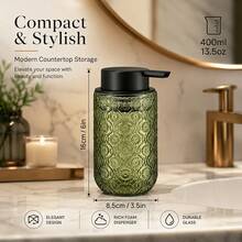 Vintage Fashion Foam Glass Soap Dispenser - Matte Black Pump Head, Suitable For Bathroom And Kitchen Decor - Multicolor - View 4