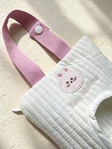 2pcs/1pc Letter Bear & Rabbit Cartoon Cute Embroidered Tissue Storage Handbag, Car Wet Wipe Bag, Portable Pull-Out Tissue Storage Bag - Multicolor - View 9