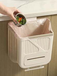 Wall-Mounted Foldable Trash Can | Wall-Mounted PP Trash Can, Suitable For Installation On Cabinet Doors Or Under Sinks; Applicable For Kitchen, Bathroom, Car, School Dormitory And Other Scenarios - Home Decor And Daily Life Essentials. - Multiple Styles - View 1