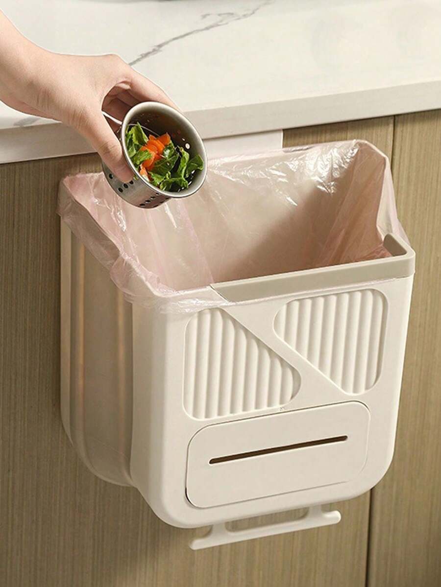 Wall-Mounted Foldable Trash Can | Wall-Mounted PP Trash Can, Suitable For Installation On Cabinet Doors Or Under Sinks; Applicable For Kitchen, Bathroom, Car, School Dormitory And Other Scenarios - Home Decor And Daily Life Essentials. - Multiple Styles - View 1