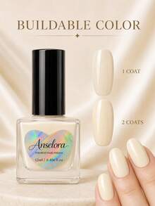 Anselora Creamy Ivory Water-Based Nail Polish, High Gloss Quick Air Dry Smooth Coverage Nail Varnish, 12ml No Lamp Needed Daily DIY Manicure - White - View 4