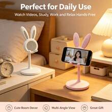 1pc - Cute Rabbit Ear Adjustable Phone Stand, Stable Non-Slip Desktop Phone Holder, Hands-Free Rabbit Shaped Phone Stand Suitable For Office And Bedroom, Ideal Gift For Girls - Phone Stand - View 3