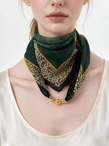 1 buah Syal Persegi Wanita Bahan Poliester Chiffon dengan Gesper Magnet, Motif Paisley Bunga, Leopard, dan Delima, Desain Patchwork Multi-Warna Klasik Retro, Syal Longgar untuk Gaya Cepat, Ringan, Lembut, dan Dekoratif - MultiWarna - View 11