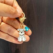 1 móc khóa hợp kim hình chó con Schnauzer hoạt hình, mặt dây treo hình trái tim đính đá rhinestone màu sắc kiểu giọt dầu, phụ kiện cho người yêu thú cưng dùng cho ba lô, túi xách, trang trí, quà tặng tinh tế nhỏ xinh - Nhiều màu - Xem 5
