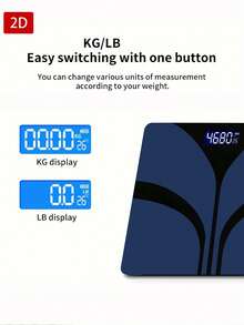 1pc Fashion Black Bathroom Scale With Easy-To-Read LCD Display, Modern Elegant Design, AAA Battery Powered (Batteries Not Included) - A - View 5