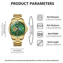 1pc Men's Yellow Angular Case Green Starry Sky Dial Moon Phase & Star Multi-Window Display Luxury Automatic Tourbillon Mechanical Wristwatch - Mouldless - View 10