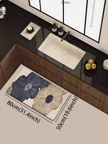 1pc 3.5mm Cuttable Diatom Mud Mat, Vintage Line Floral Pattern, Cushioned Anti-Fatigue Kitchen Non-Slip Mat, Suitable For Kitchen, Bathroom, Entryway, Hallway, Living Room, Outdoor Garden, Bathroom - Multicolor - View 18