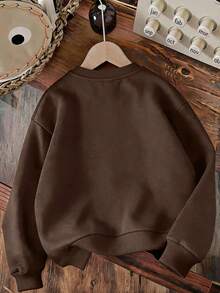 2pcs/Set Girls' Round Neck Sweatshirt & Flared Pants Outfit, Brown Bear Print Round Neck Sweatshirt + Flared Pants Set, Suitable For Autumn/Winter Daily Wear - Multicolor - View 7