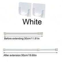 3pcs No-Drill Multi-Color Telescopic Rods With Matching No-Drill Transparent Strong Adhesive Rod Clips, Designed For Bathroom, Kitchen, Window And Other Spaces, 1 Rod With 2 Hanging Hooks, Stable Load-Bearing And Non-Detachable - A - View 10