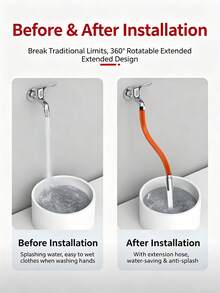 1pc Splash-Proof Faucet Extension Hose With 360° Swivel Elbow, Adjustable Length Flexible Water Pipe Extender For Bathroom Sink, Shower, Bathtub And Kitchen - Multicolor - View 4